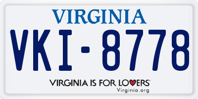 VA license plate VKI8778