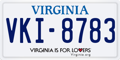 VA license plate VKI8783