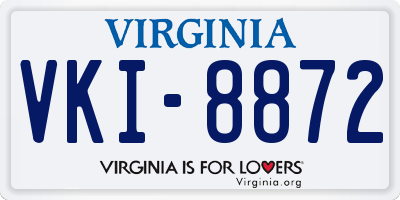 VA license plate VKI8872