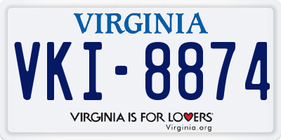 VA license plate VKI8874