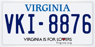 VA license plate VKI8876
