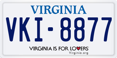 VA license plate VKI8877