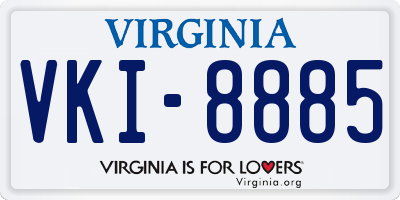 VA license plate VKI8885