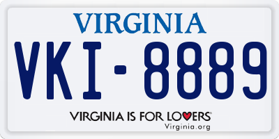 VA license plate VKI8889