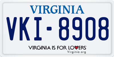 VA license plate VKI8908