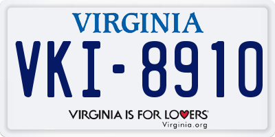 VA license plate VKI8910