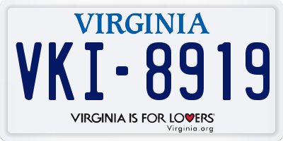 VA license plate VKI8919