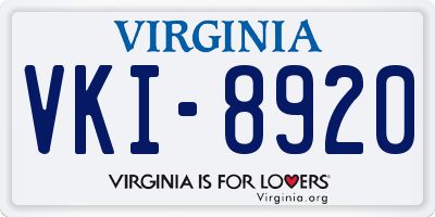 VA license plate VKI8920