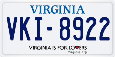 VA license plate VKI8922