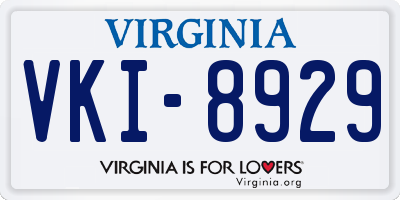 VA license plate VKI8929