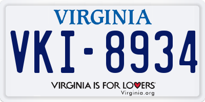 VA license plate VKI8934