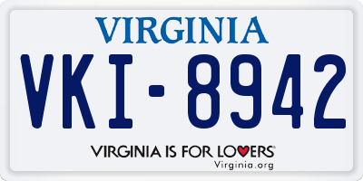 VA license plate VKI8942