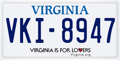 VA license plate VKI8947