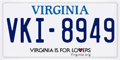 VA license plate VKI8949