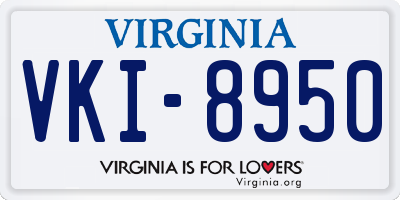 VA license plate VKI8950