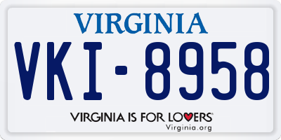 VA license plate VKI8958