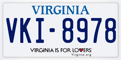 VA license plate VKI8978