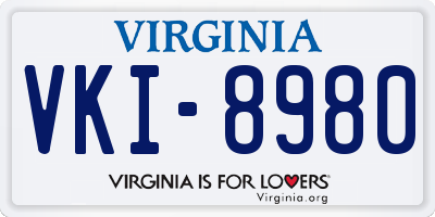 VA license plate VKI8980