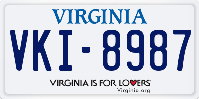 VA license plate VKI8987
