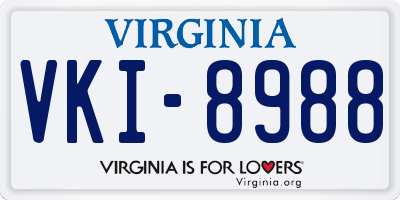 VA license plate VKI8988