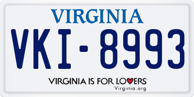 VA license plate VKI8993