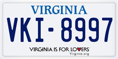 VA license plate VKI8997