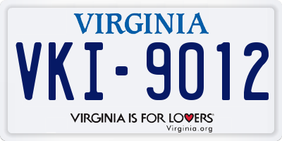 VA license plate VKI9012