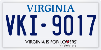 VA license plate VKI9017