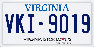 VA license plate VKI9019