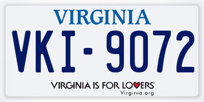VA license plate VKI9072