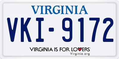 VA license plate VKI9172