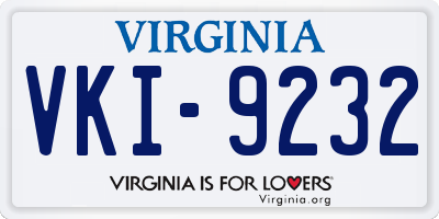 VA license plate VKI9232