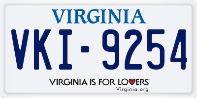 VA license plate VKI9254
