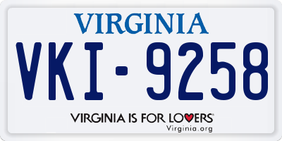 VA license plate VKI9258
