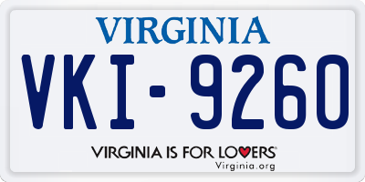 VA license plate VKI9260