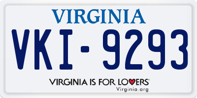 VA license plate VKI9293