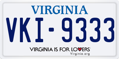 VA license plate VKI9333