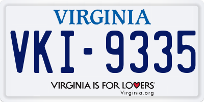 VA license plate VKI9335