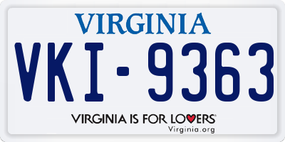 VA license plate VKI9363