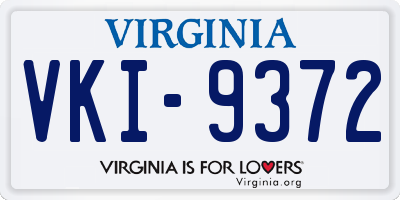 VA license plate VKI9372