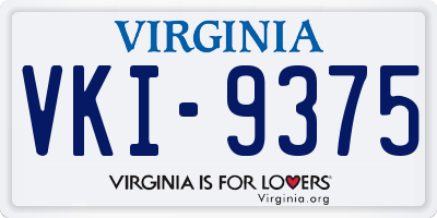 VA license plate VKI9375