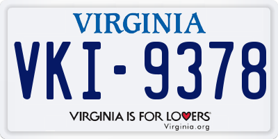 VA license plate VKI9378