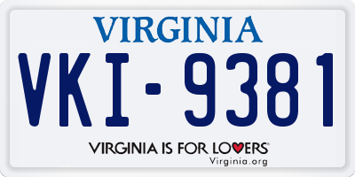 VA license plate VKI9381