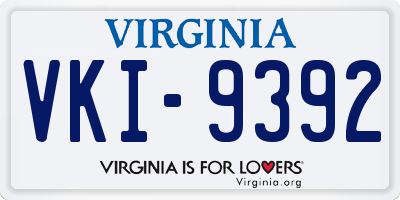 VA license plate VKI9392