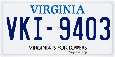 VA license plate VKI9403