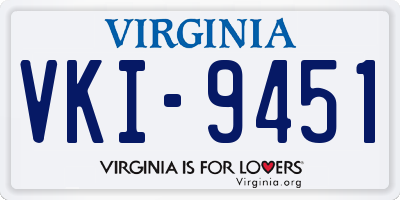 VA license plate VKI9451