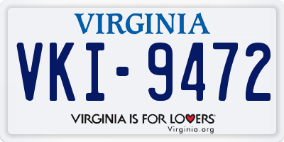 VA license plate VKI9472