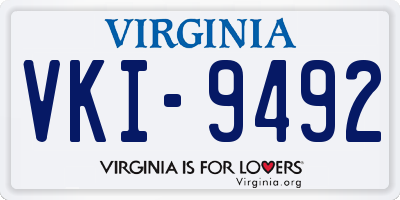 VA license plate VKI9492