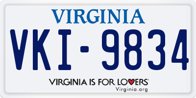 VA license plate VKI9834