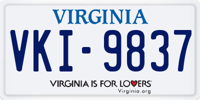 VA license plate VKI9837